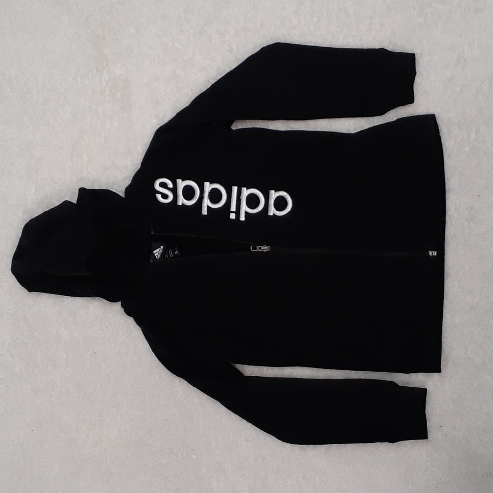 Adidas Kids Girls Black Zip Up Hoodie Jacket Size Small